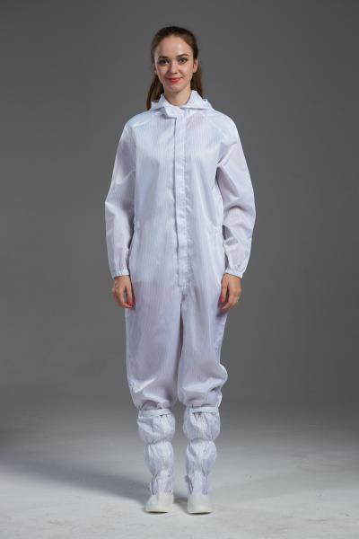 Anti static cleanroom coverall white color sterilization with hood pen holder in