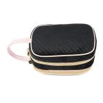 Double Zipper Velvet Cosmetic Makeup Bag With Handle