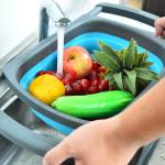 Rectangle 26x38.5cm Silicone Folding Drain Basket Fruit Vegetable Washing