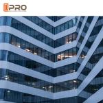 Section Cladding Facade Aluminium Glass Curtain Wall White , Brown And Grey