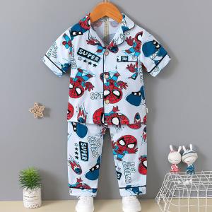 Wholesale Short Sleeved Cardigan Pajama Set Full Flower Button Up Pyjamas For 120cm Height from china suppliers