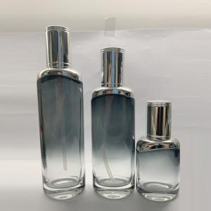 Wholesale 40ml 100ml 120ml Glass Lotion Bottle Set With Metallic Silver Shoulder from china suppliers