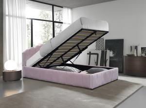 Wholesale Pink Queen Size Velvet Fabric Upholstered Storage Bed Frame With Special Headboard from china suppliers