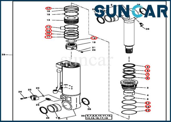 4388027 Cylinder Seal Repair Kit Fits John Deere Blade Cylinder Components 120C
