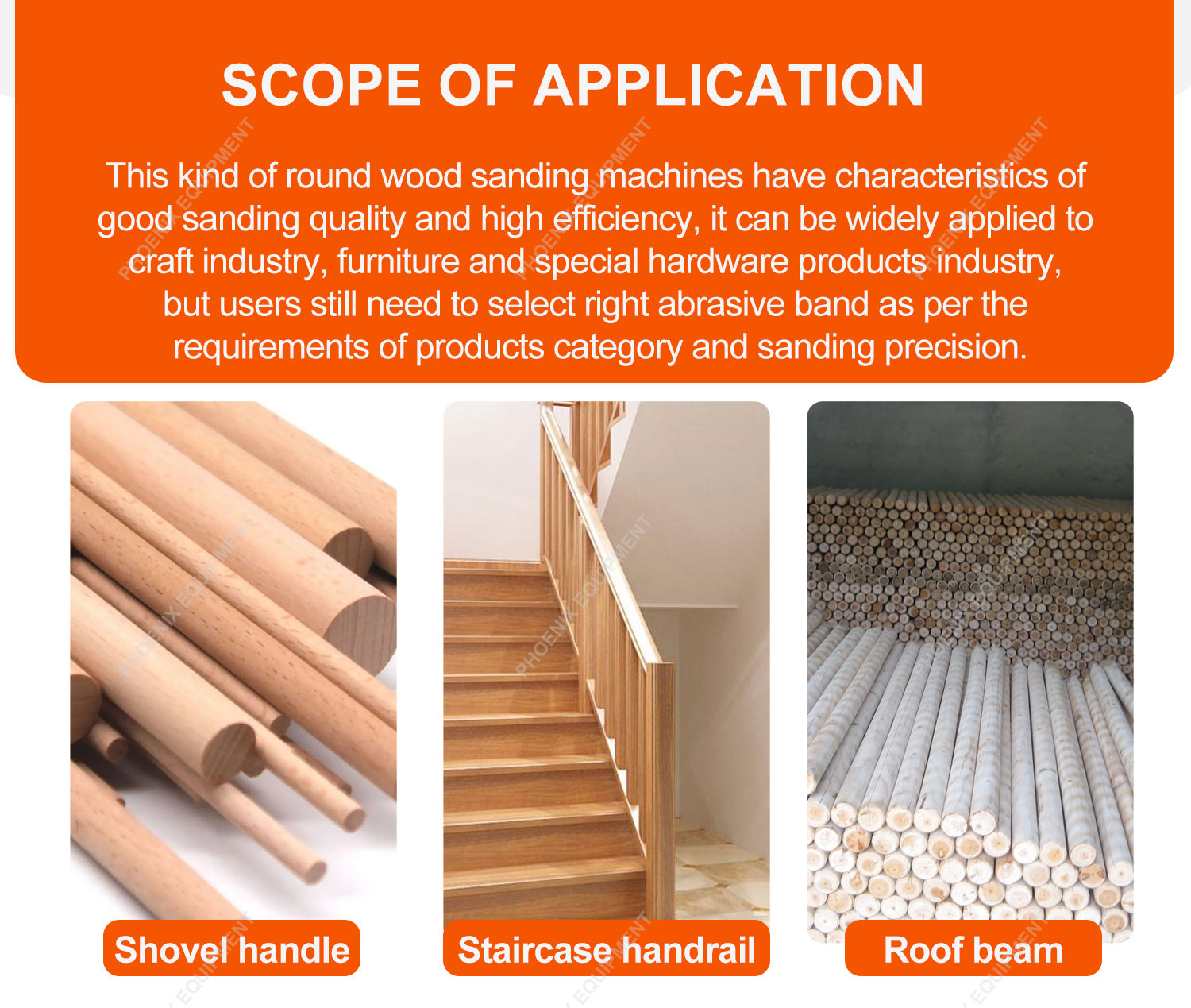 Round Bar Sanding Machine for Shovel Handle Rod in Advanced Woodworking Machinery