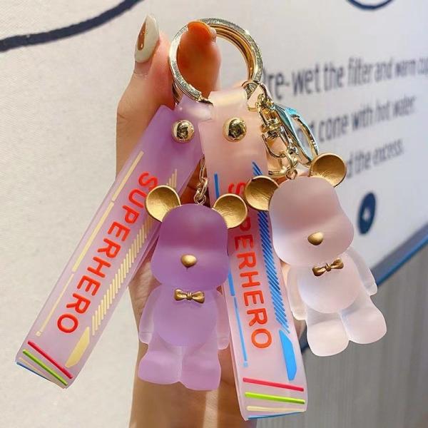 OEM Welcome Cute Diamond Bear Keychain Kawaii Keychains Wristlet Strap Wrist Lanyard
