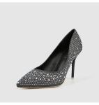 ZM010 9628-6 Trend New Pointed Sequins Pure Color All-Match Stiletto High Heels
