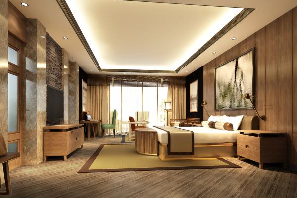 Ash Solid Wood Wood Veneer Hotel Bedroom Furniture Sets King Size Bed With