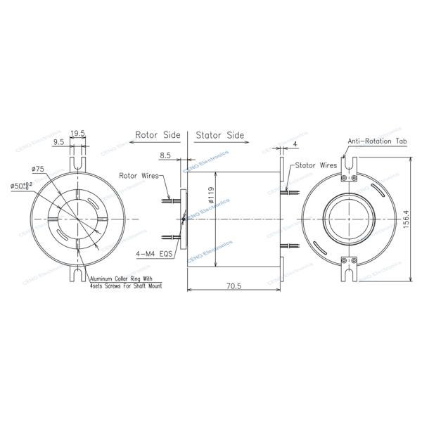Through Hole Slip Ring with Electric Power & Ethernet Signal for Industry Robot