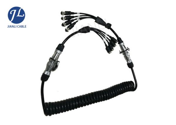 7 Pin Spring Coiled Electrical Cable Extension Cord For Farm Equipment Camera