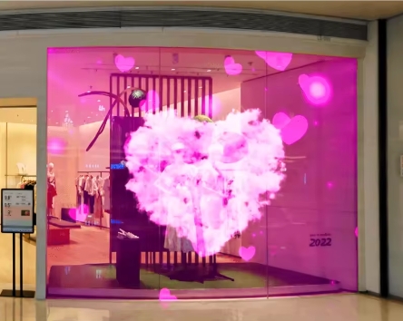 Transparent 3D Holographic LED Display Glass Window Flexible Advertising LED Screen with Adhesive Animation Function