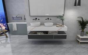 Wholesale Marble Look 400x400mm Cermic Rustic Tile Interior Matt Glazed Indoor Floor Gray Wall Tile Waterproof from china suppliers