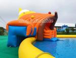 Giant Shark Inflatable Water Park Big Yellow Inflatable Swimming Pool With