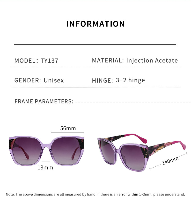 Eco Friendly Polarized Acetate Frame Sunglasses For Women UVA/UVB Blocking