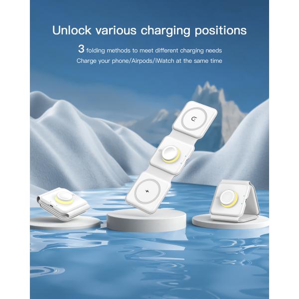 Qi Magnetic Folding Wireless Charging Night Light 15W For Earphone Watch