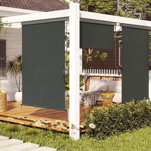 Aluminum Frame Manual Operation Sunscreen Awning for Vertical Windows and Roller Blinds
