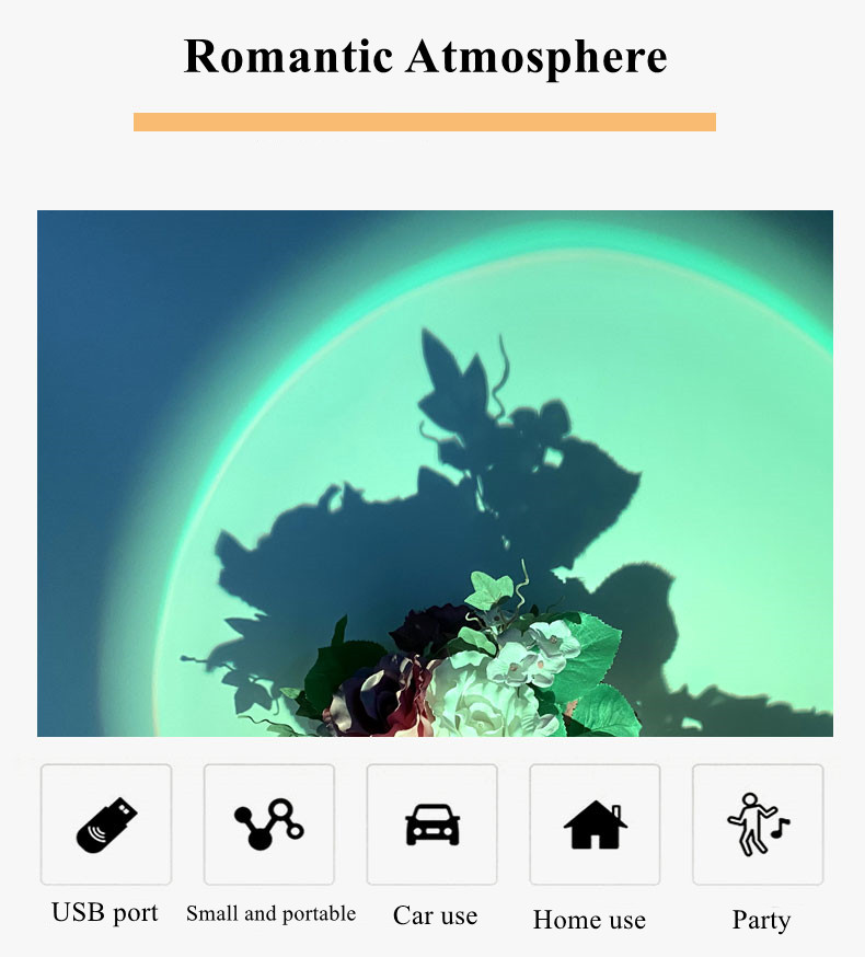 Sunset Projection Lamp USB Led Night Light Romantic atmosphere Lamp for Home Background Wall Decoration Colorful Lamp