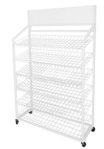 China Bakery Bread Goods Mesh Wire Storage Display Rack Stand With Wheels on sale