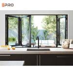 Sliding Track Vertical Aluminum Folding Window Glass Bifold Cabinet Windows