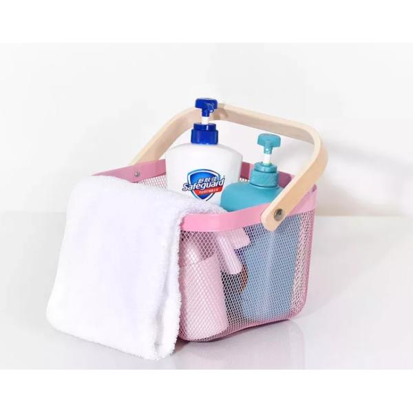 Sustainable Wire Mesh Storage Baskets With Wood Handle