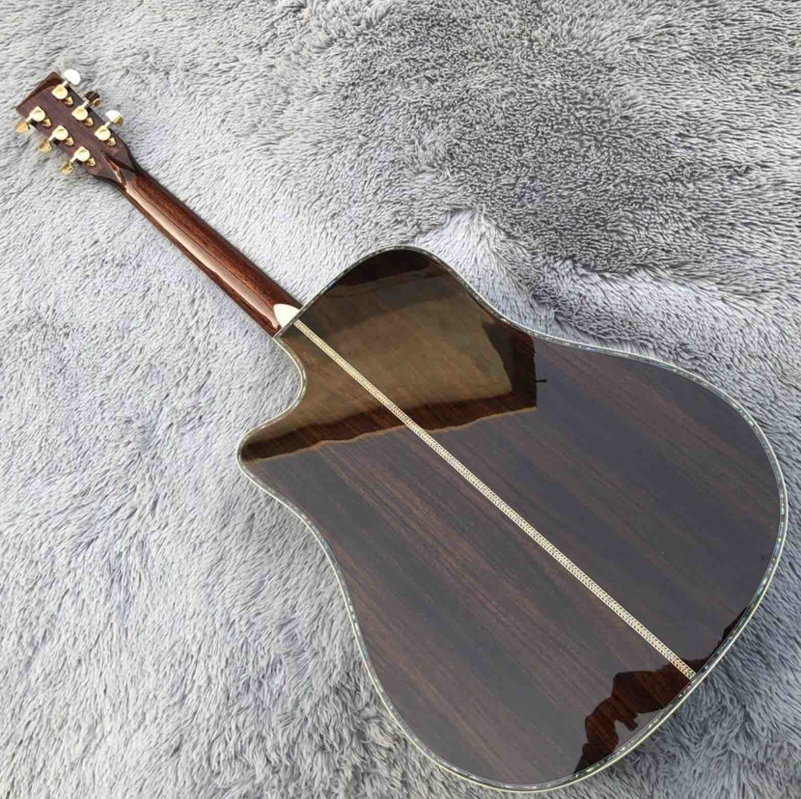 D Style Solid Cedar Top Cutaway 41" Pearl Inlays Rosewood Back and Sides Acoustic Guitar