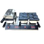 Double Waffle Maker Ice Cream Machine with Open Mouth Fish Shape and Timer 0-10