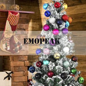 24Pcs Plastic Multicolor Christmas Balls Ornaments For Xmas Christmas Tree