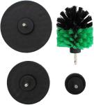 Nylon Scrubber Drill Attachment Cleaning Brush 4pc Set Green Medium Bristle