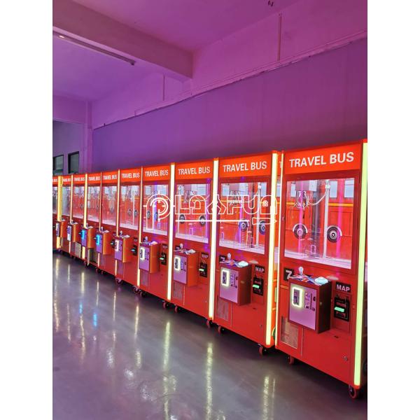 Top Selling Coin-operated Indoor Kids Toy Plush Wooden Telephone Doll Travel Bus Claw Machine