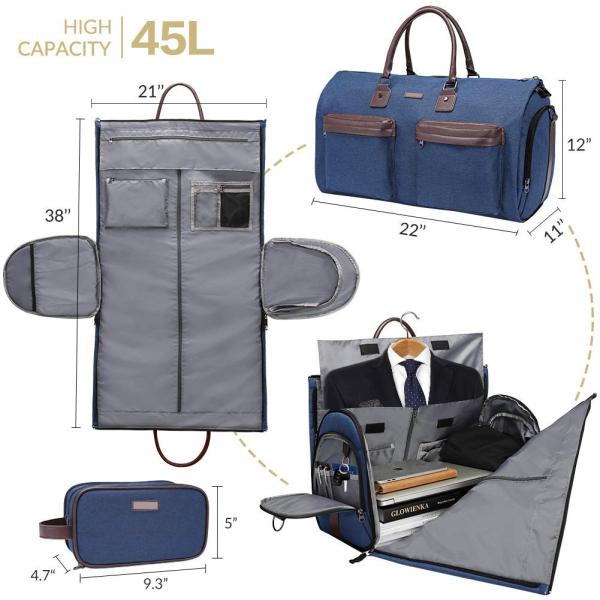 PU Casual Tote Mens Crossbody Computer Bag Expandable Functional Suit