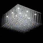 Square Flush Mount Crystal Chandelier For Luxury Living Room Crystal Chandeliers