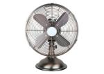 Gray Retro Electric Metal Table Fan 12 Inch 85 Degree Oscillation Three Speed