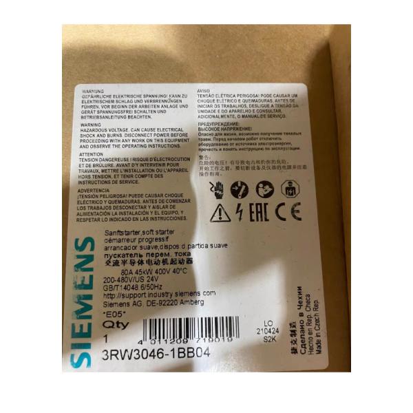 SIEMENS 3RW3046-1BB04 SIRIUS soft starter S3 80 A, 45 kW/400 V, 40 °C 200-480 V