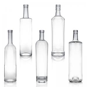 China Classic Round Glass Spirits Bottle with Customized Logo and Cork Stopper on sale