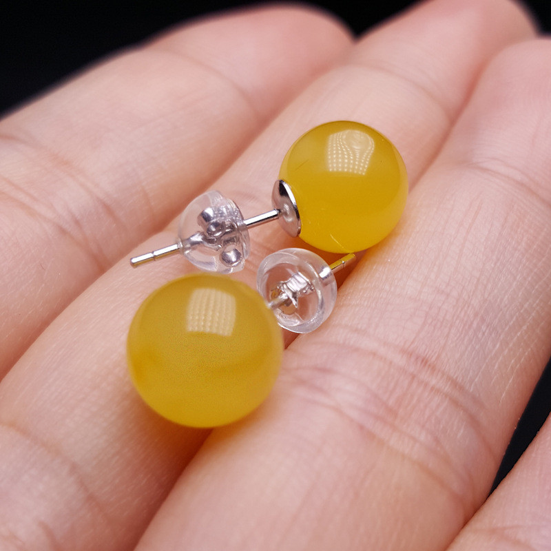 Fashion Jewelry Round Donut Yellow Amber Natural Yellow Piebald Amber Bracelet Water Purification Fashion Flower Round Beads Factory Direct Sales