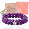 Buy cheap Round Shape Purple Gemstone Amethyst Bead Bracelet 4/6/8/10/12mm from wholesalers