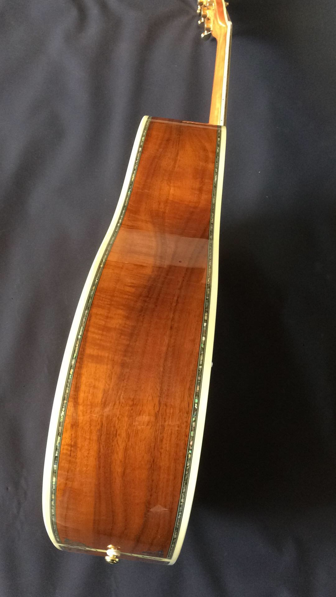 Real Abalone Inlay 41 Inch Koa Wood Round Body Classic Acoustic Guitar Free Shipping