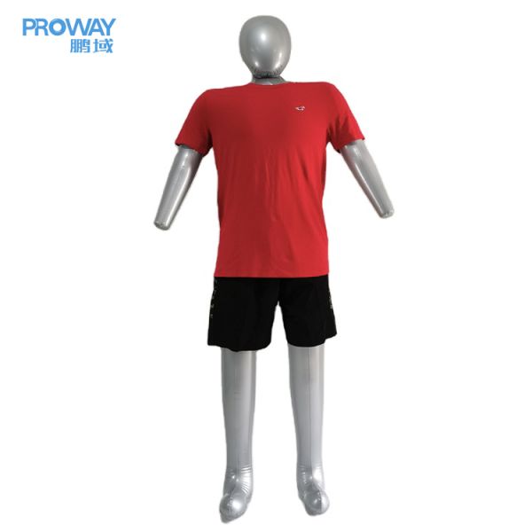 Full Body Inflatable Male Mannequin: Realistic Muscular, Lightweight Portable Clothing Display—Silver, Quick-Inflate for Retail/Fashion Shows | Space