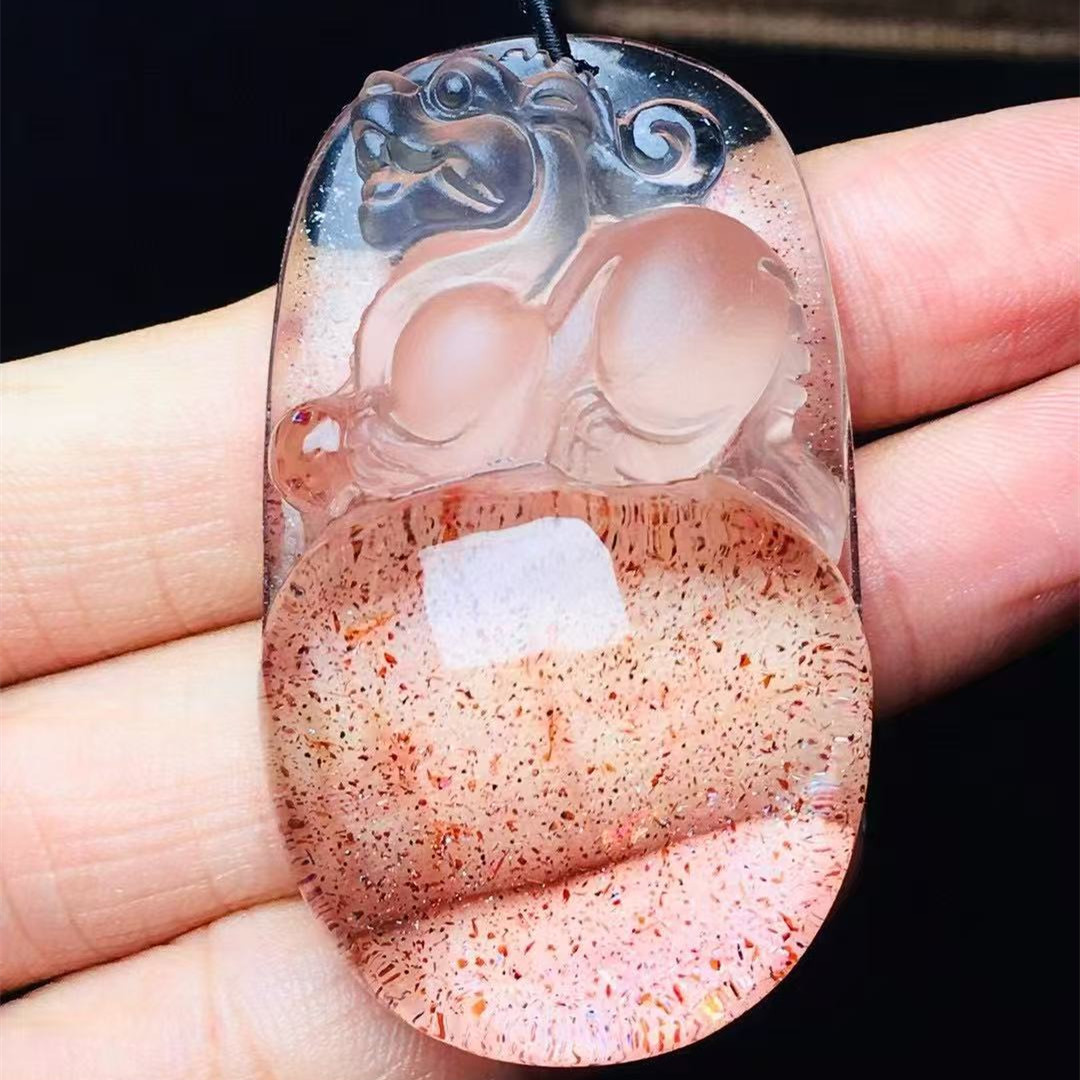 Fengshui Good Luck Natural Green Ghost Stone Crystal Pendant Ghost Color Ghost Stone Cornucopia Thousand-Layer Mountain Pyramid