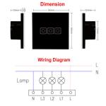 Smart Wall Light Switch, Wirelss Remote 1/2/3 Gang Glass Panel Touch Screen