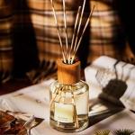 Customized round spiral wood cover glass bottle aromatic reed diffuser