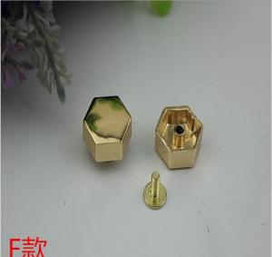 Wholesale High plating cheap light gold small 16 mm flat shape hexagon metal rivets for handbags from china suppliers
