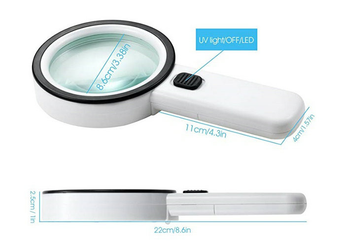 10X High Handheld Magnifying Glass with LED and UV Light,Illuminated Magnifier for Reading,Inspection,Exploring,Hobbies