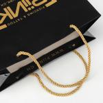 Shiny Paper Shopping Bag Promotional Black Customize Paper Bags With Gold Foil