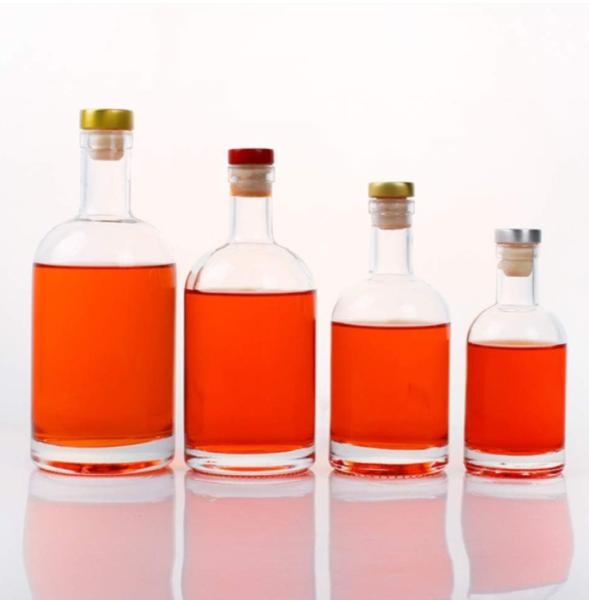 375ml 500ml 750ml Custom Unique Transparent Round Empty Flint Glass Liquor