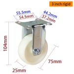 White 75mm Trolley Wheels Light Duty 3 Inch Plate Casters 363P-23