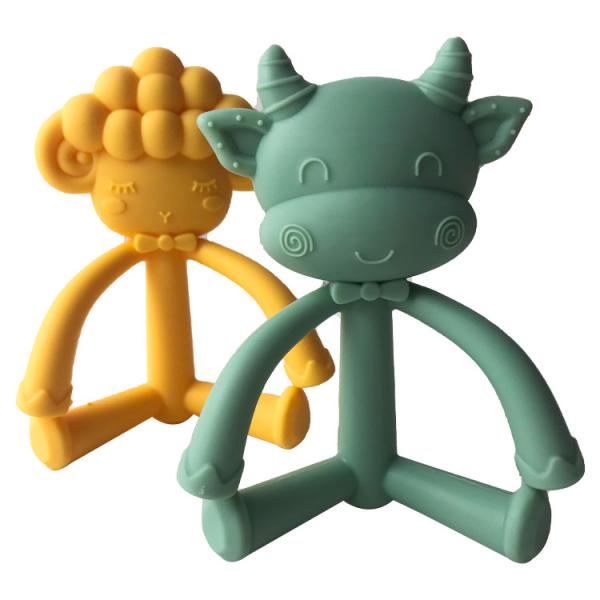 Custom Cartoon Silicone Baby Teether , Food Grade Silicone lnfant Training