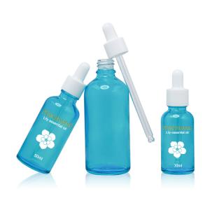 Wholesale 50ml Oil Dropper Glass Bottle Painting Blue Cosmetic Container from china suppliers