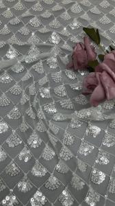 Wholesale Leafy 3D Floral Fabric Sequin Elegant Mesh Lace Fabric Luxury Occasion Evening Fabric from china suppliers