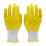 POPALM 13 Guage Nitrile Dipped Work Gloves , Safety Yellow Polyester Nitrile